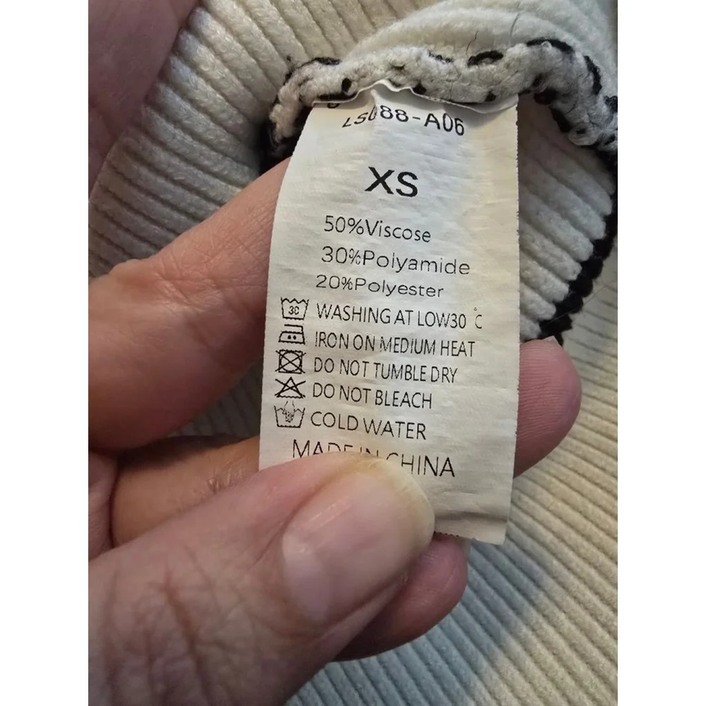 Women's Oversized LILLUSORY White & Black Striped Cardigan XS Cozy Coastal